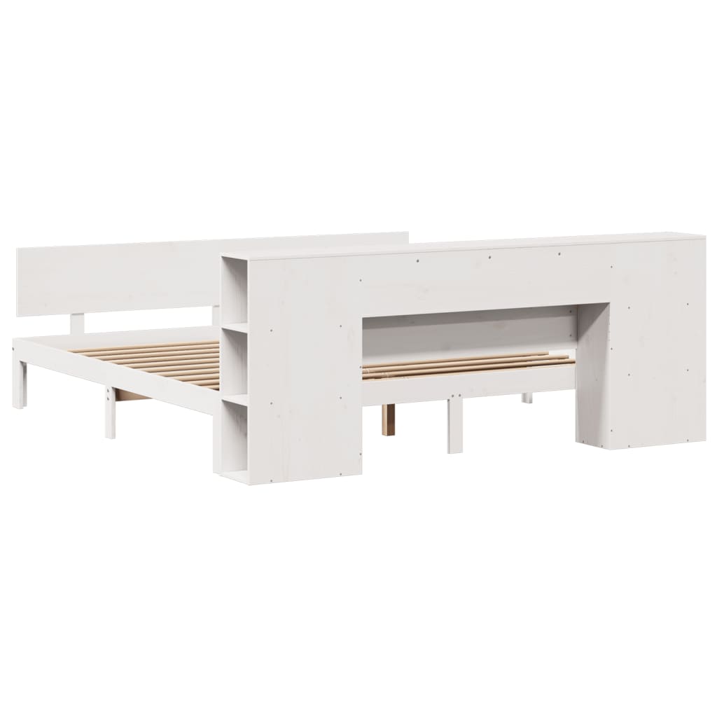 vidaXL Κρεβάτι Βιβλιοθήκη Χωρίς Στρώμα 200x200 εκ Μασίφ Ξύλο Πεύκου