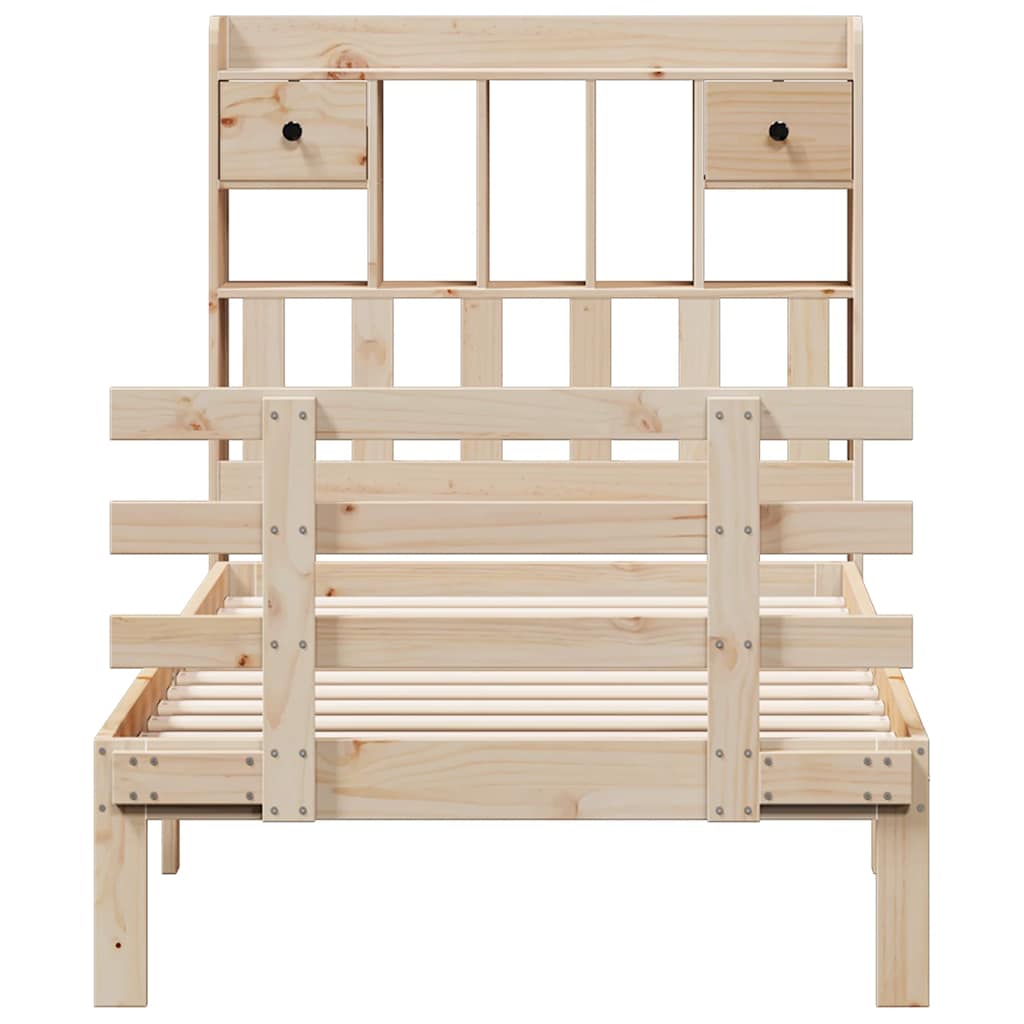 vidaXL Κρεβάτι Βιβλιοθήκη Χωρίς Στρώμα 75x190 εκ Μασίφ Ξύλο Πεύκο