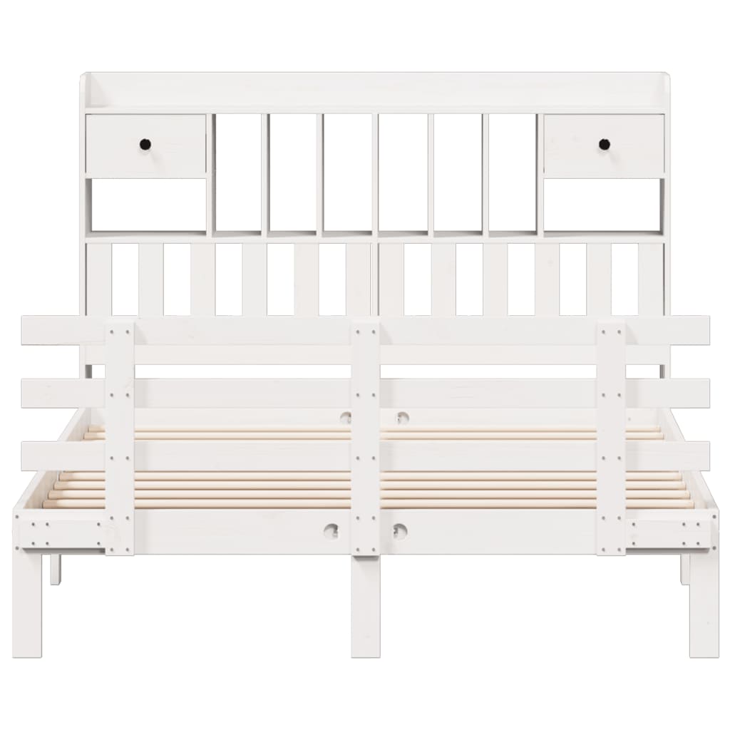 vidaXL Κρεβάτι Βιβλιοθήκη Χωρίς Στρώμα 140x190 εκ Μασίφ Ξύλο Πεύκου