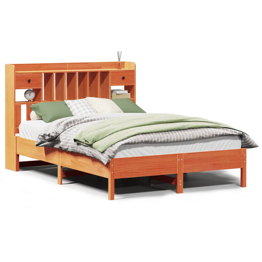 vidaXL Κρεβάτι Βιβλιοθήκη Χωρίς Στρώμα 160x200 εκ Μασίφ Ξύλο Πεύκου