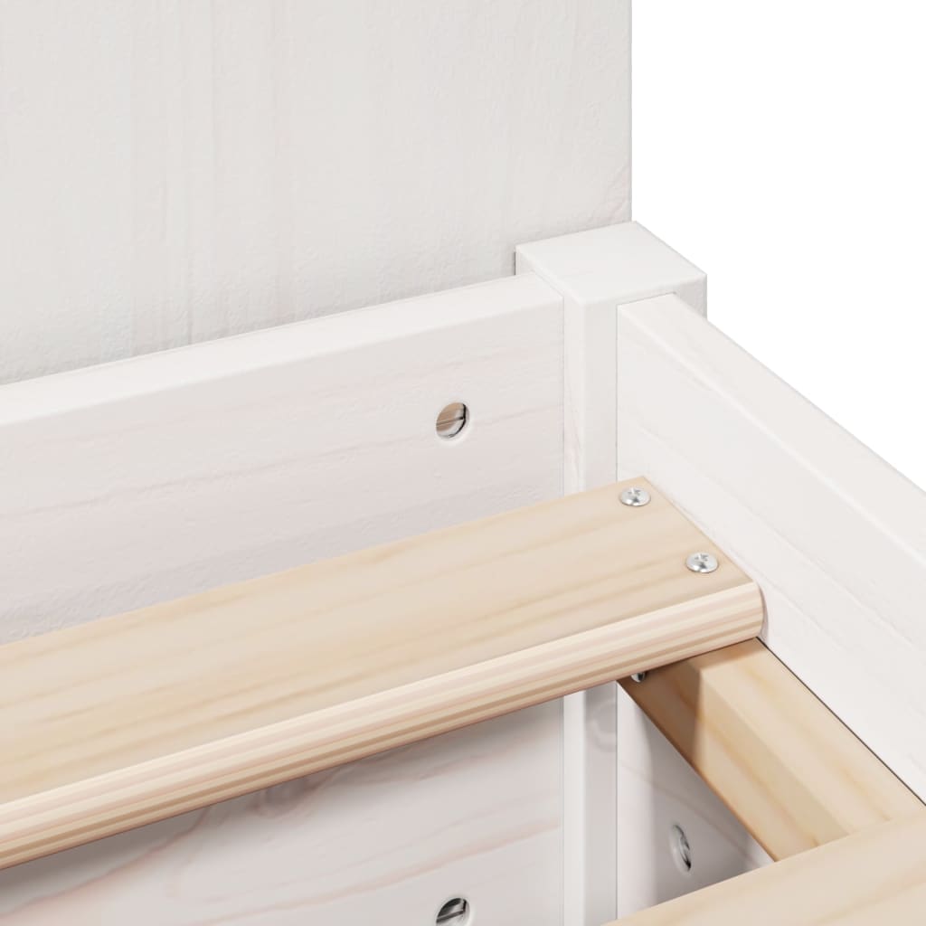 vidaXL Κρεβάτι Βιβλιοθήκη Χωρίς Στρώμα Λευκό 135x190 εκ Μασίφ Πεύκο