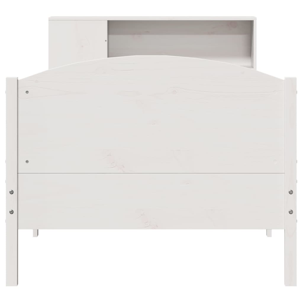 vidaXL Κρεβάτι Βιβλιοθήκη Χωρίς Στρώμα Λευκό 75x190 εκ Μασίφ Πεύκο