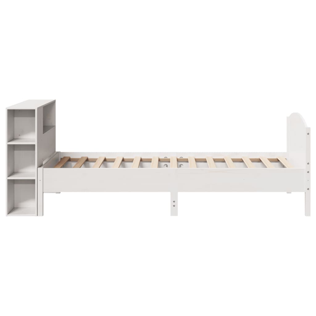 vidaXL Κρεβάτι Βιβλιοθήκη Χωρίς Στρώμα Λευκό 75x190 εκ Μασίφ Πεύκο