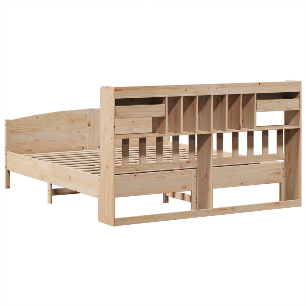 vidaXL Κρεβάτι Βιβλιοθήκη Χωρίς Στρώμα 180x200 εκ Μασίφ Ξύλο Πεύκου