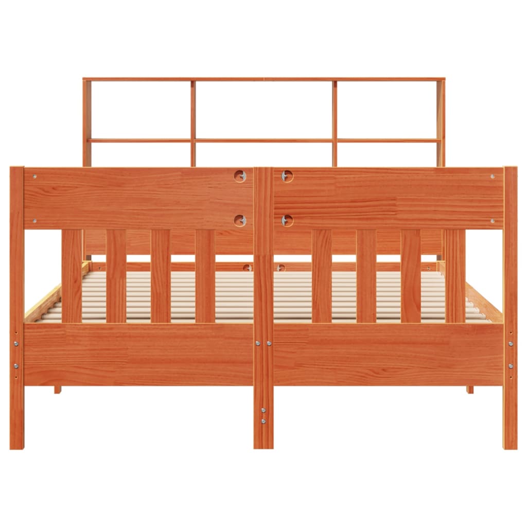 vidaXL Σκελετός Κρεβατιού Χωρίς Στρώμα Καφέ 140x200 Μασίφ Ξύλο Πεύκου