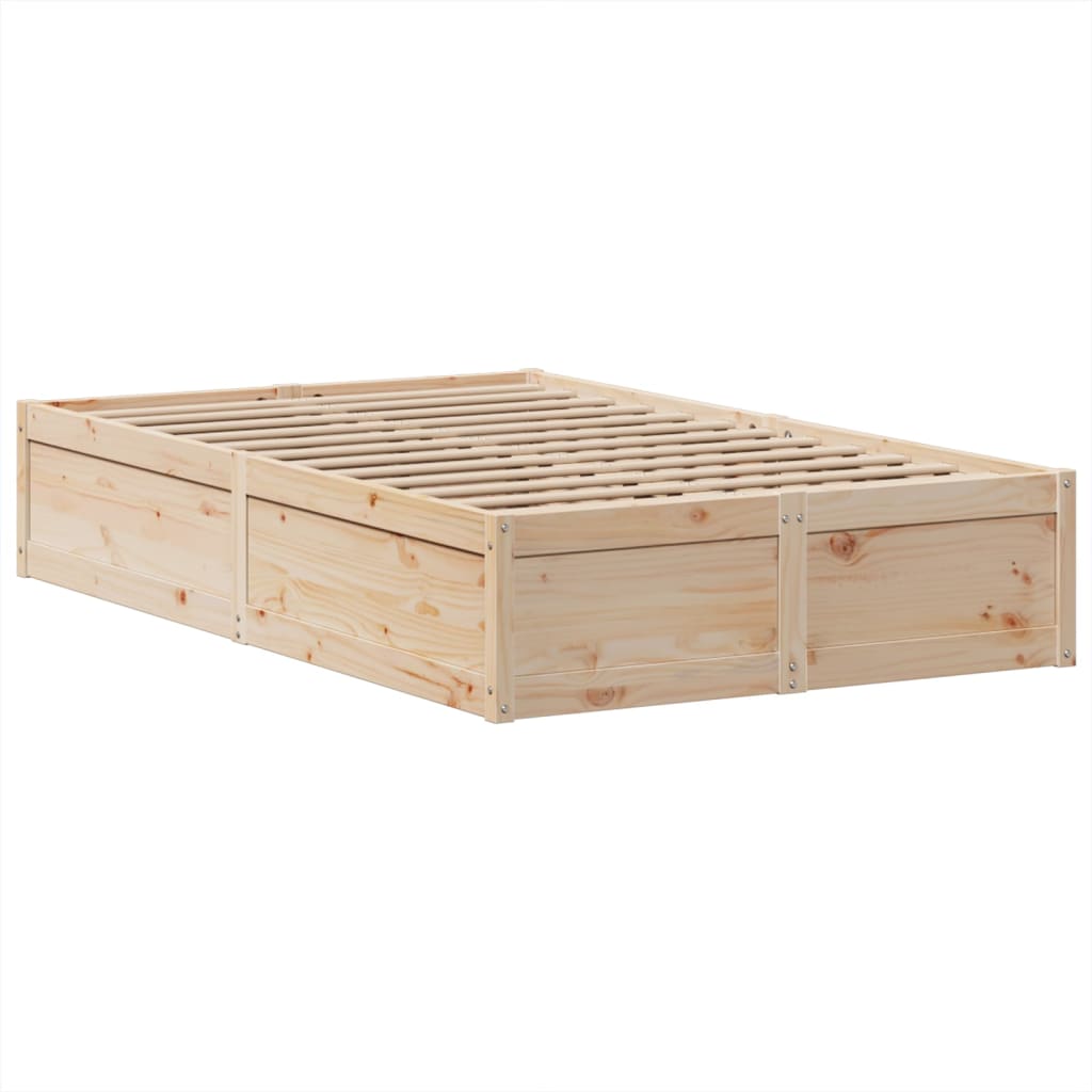 vidaXL Σκελετός Κρεβατιού Χωρίς Στρώμα 135x190 εκ Μασίφ Ξύλο Πεύκου