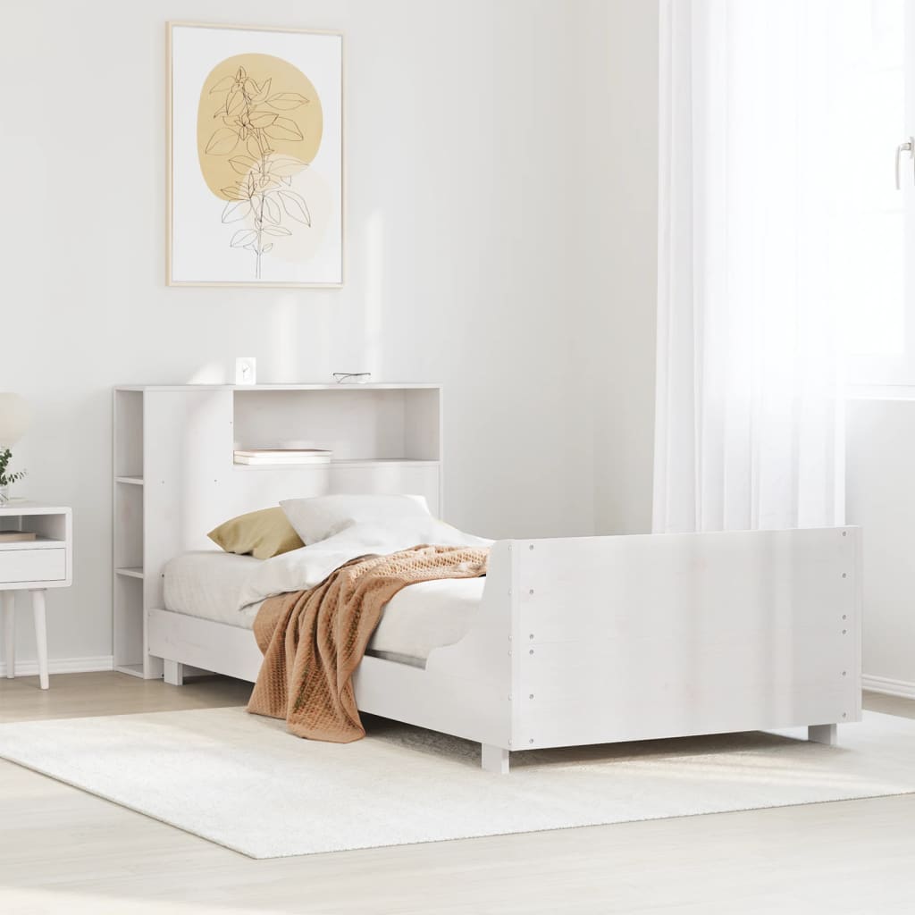 vidaXL Σκελετός Κρεβ. Χωρίς Στρώμα Λευκό 75x190 εκ Μασίφ Πεύκο