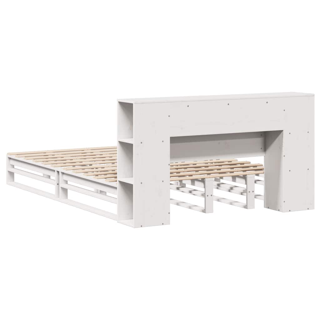 vidaXL Κρεβάτι Βιβλιοθήκη Χωρίς Στρώμα Λευκό 150x200 εκ Μασίφ Πεύκο