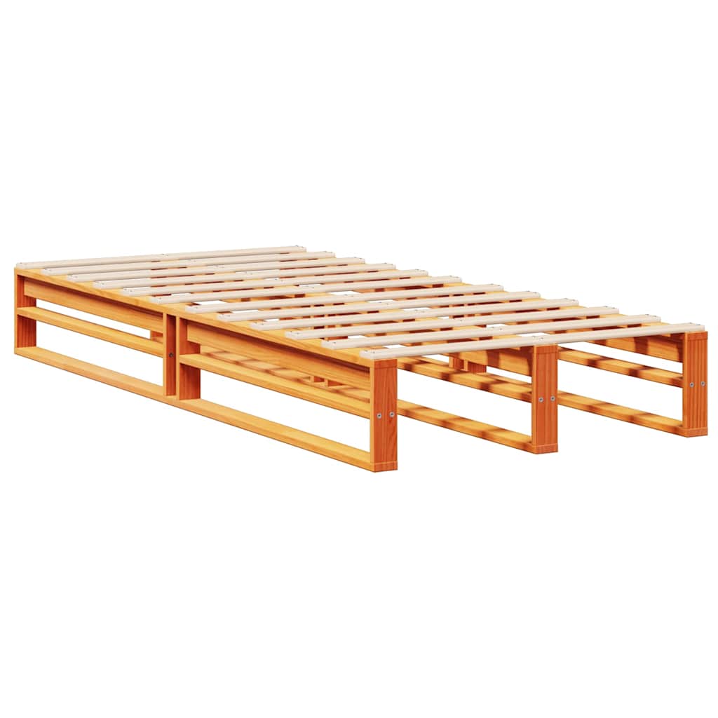 vidaXL Κρεβάτι Βιβλιοθήκη Χωρίς Στρώμα Καφέ 100x200 εκ Μασίφ Πεύκο