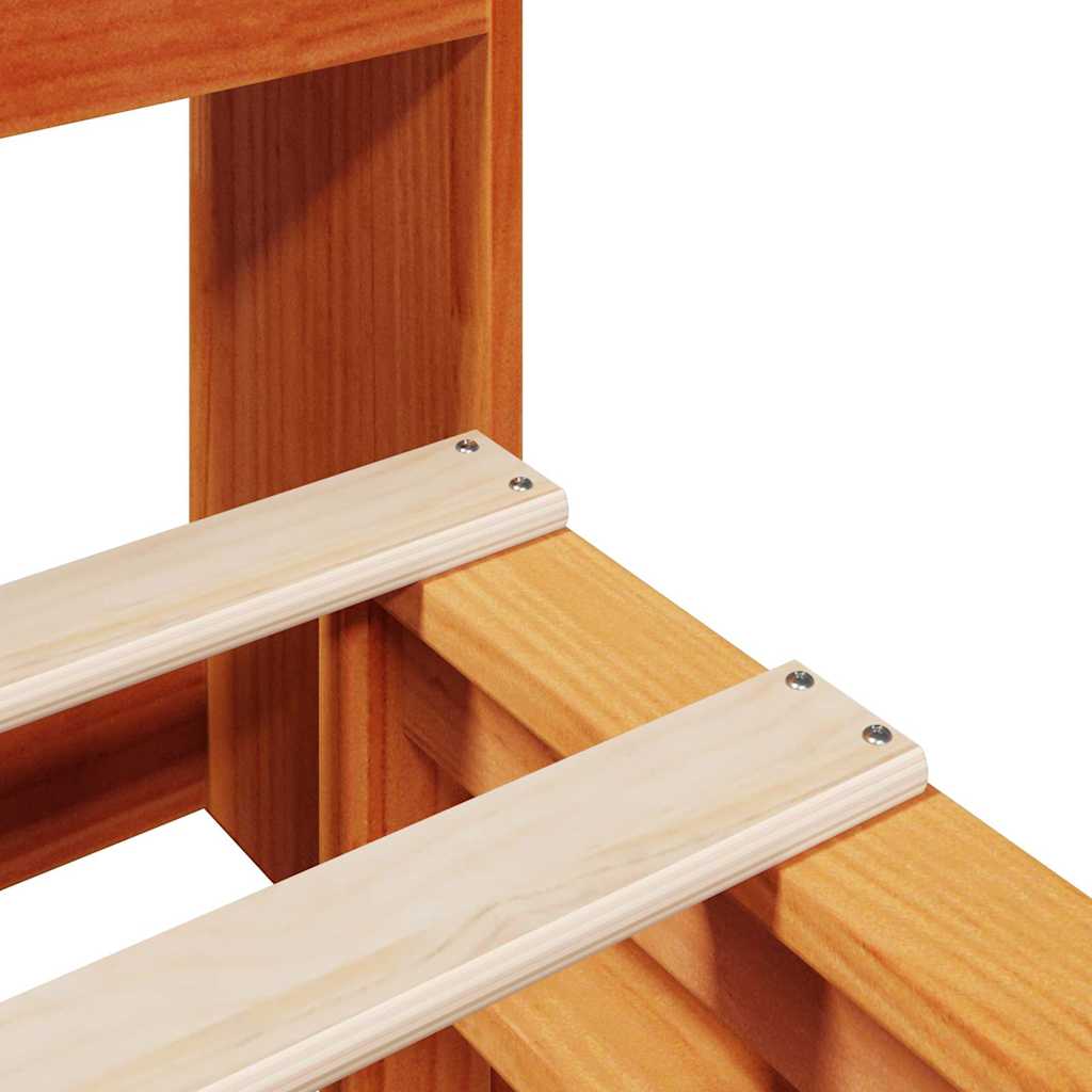 vidaXL Κρεβάτι Βιβλιοθήκη Χωρίς Στρώμα Καφέ 140x200 εκ Μασίφ Πεύκο