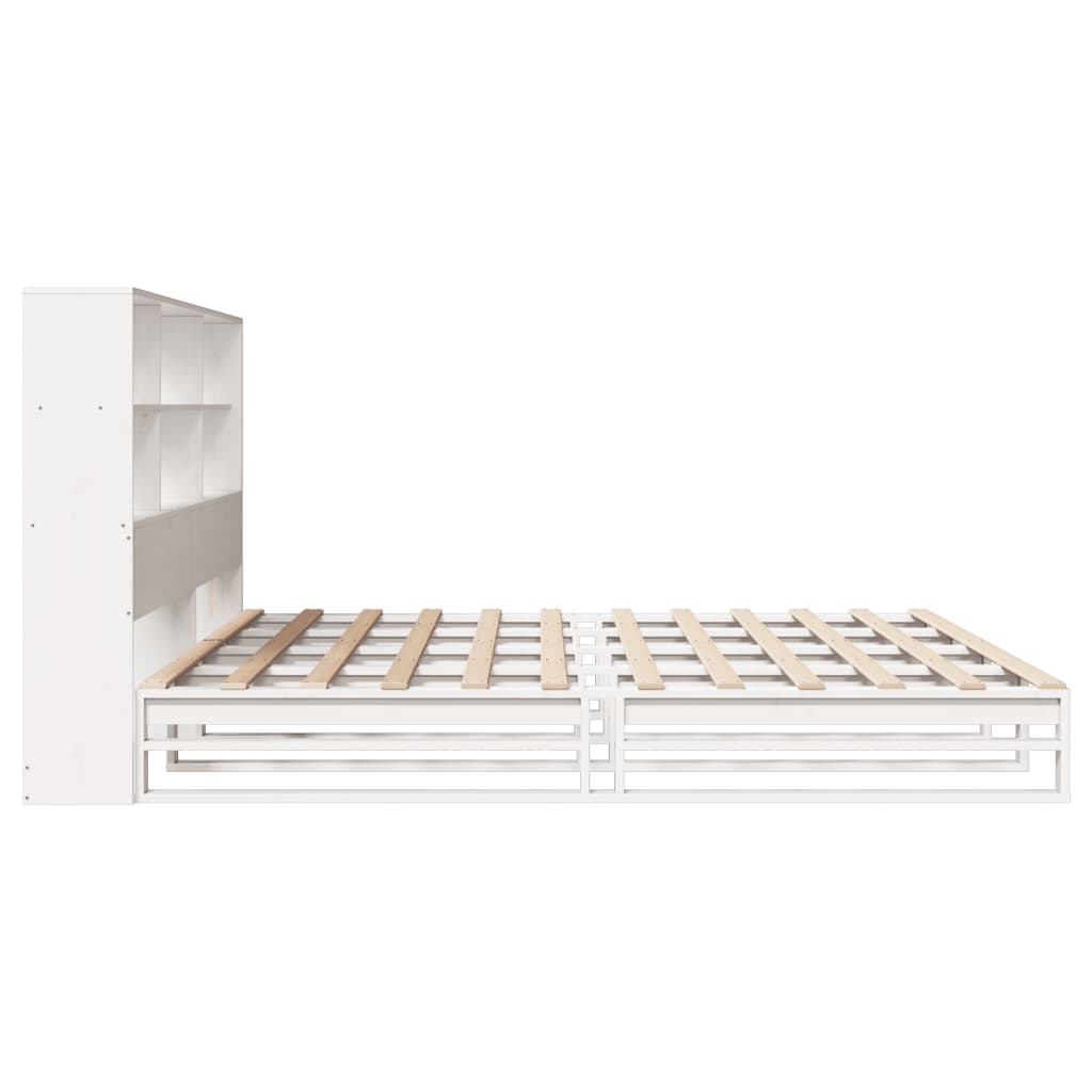 vidaXL Κρεβάτι Βιβλιοθήκη Χωρίς Στρώμα Λευκό 180x200 εκ Μασίφ Ξύλο