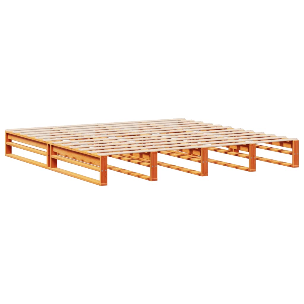 vidaXL Κρεβάτι Βιβλιοθήκη Χωρίς Στρώμα Καφέ 200x200 εκ Μασίφ Πεύκο
