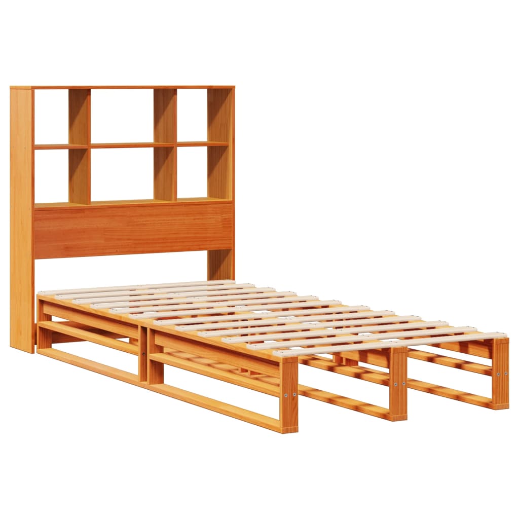 vidaXL Κρεβάτι Βιβλιοθήκη Χωρίς Στρώμα Καφέ 75x190 εκ Μασίφ Πεύκο