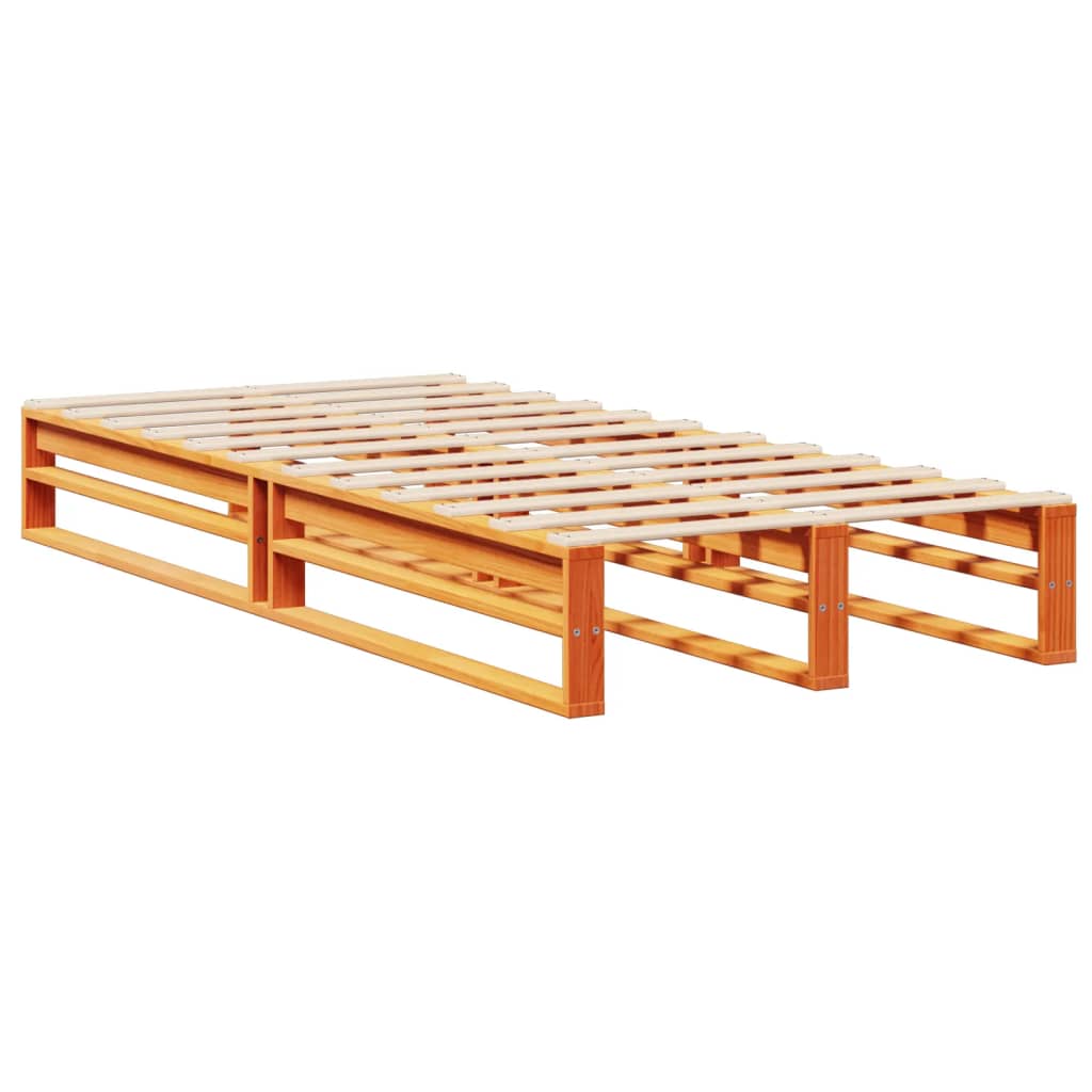 vidaXL Κρεβάτι Βιβλιοθήκη Χωρίς Στρώμα Καφέ 75x190 εκ Μασίφ Πεύκο