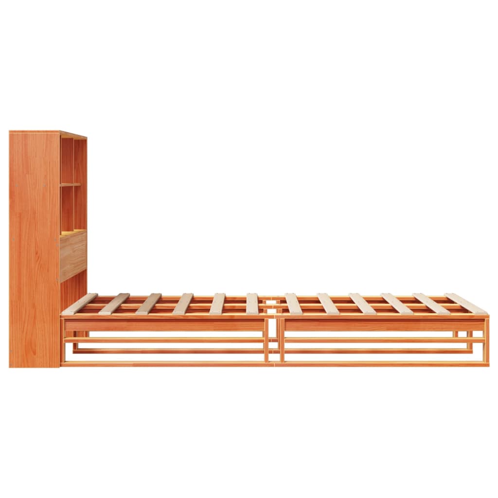 vidaXL Κρεβάτι Βιβλιοθήκη Χωρίς Στρώμα Καφέ 75x190 εκ Μασίφ Πεύκο