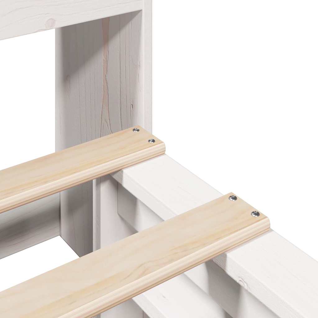 vidaXL Κρεβάτι Βιβλιοθήκη Χωρίς Στρώμα Λευκό 140x190 εκ Μασίφ Πεύκο