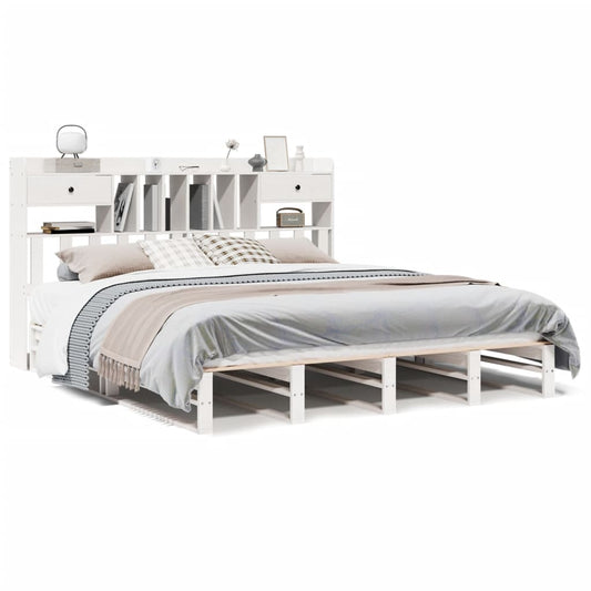 vidaXL Κρεβάτι Βιβλιοθήκη Χωρίς Στρώμα 180x200 εκ Μασίφ Ξύλο Πεύκου
