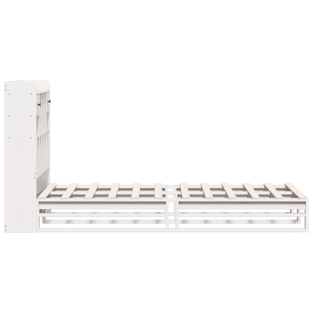 vidaXL Κρεβάτι Βιβλιοθήκη Χωρίς Στρώμα Λευκό 75x190 εκ Μασίφ Πεύκο