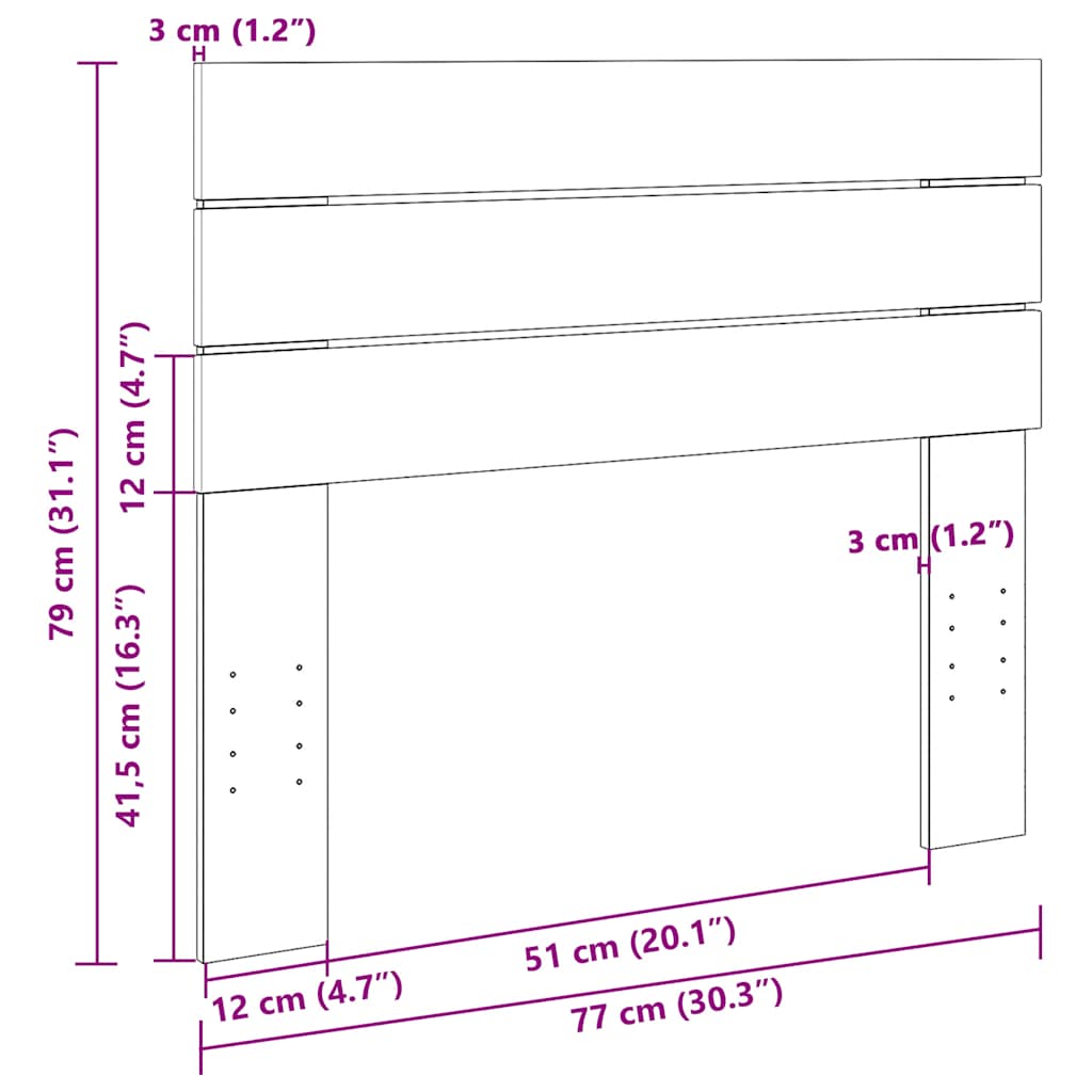 vidaXL κεφαλάρι 75 cm μασίφ ξύλο δρυς