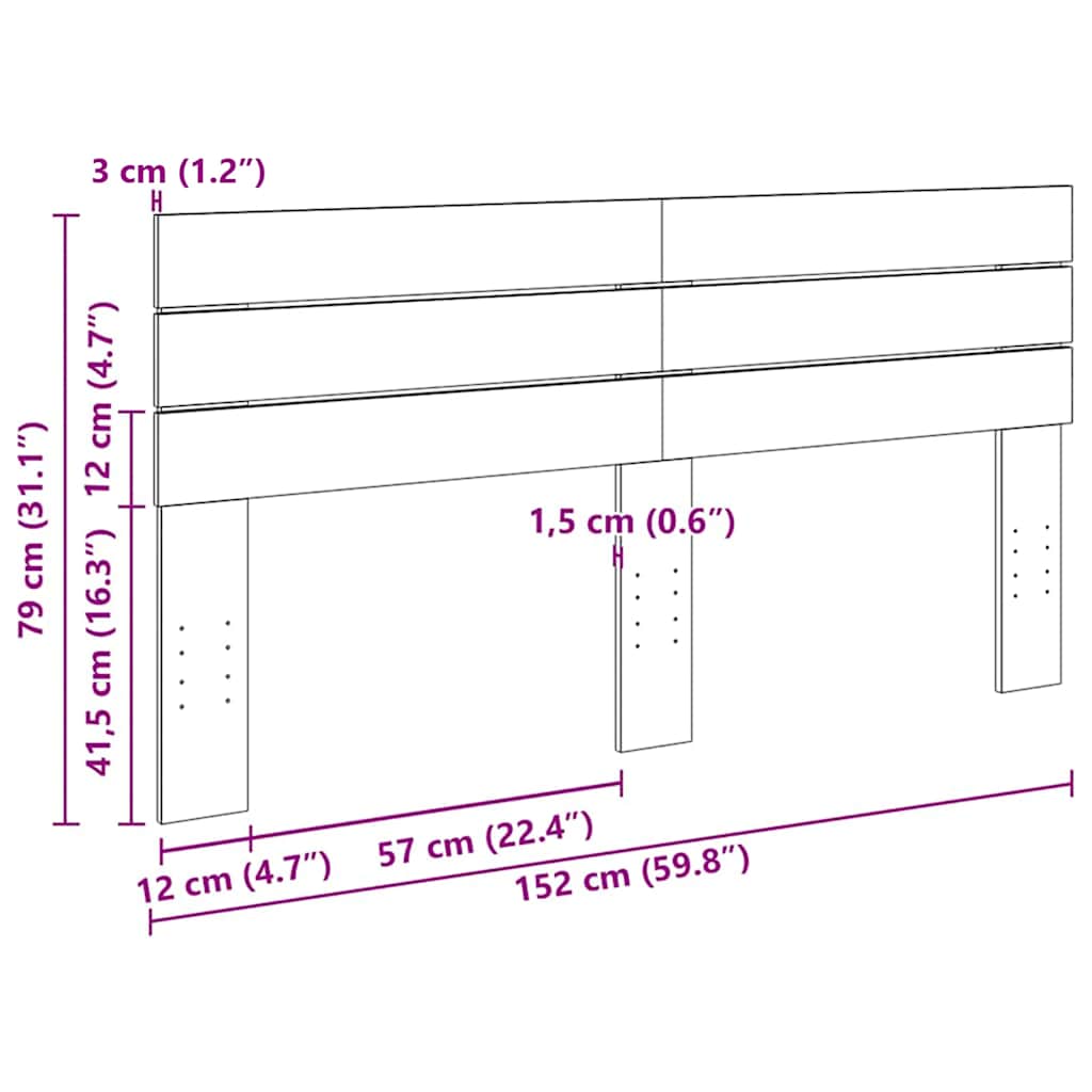 vidaXL κεφαλάρι 150 cm μασίφ ξύλο δρυς