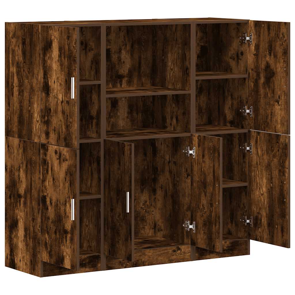 vidaXL Σετ Ντουλάπια Κουζίνας 3 τεμ. Καπνιστή Δρυς Επεξεργασμένο Ξύλο