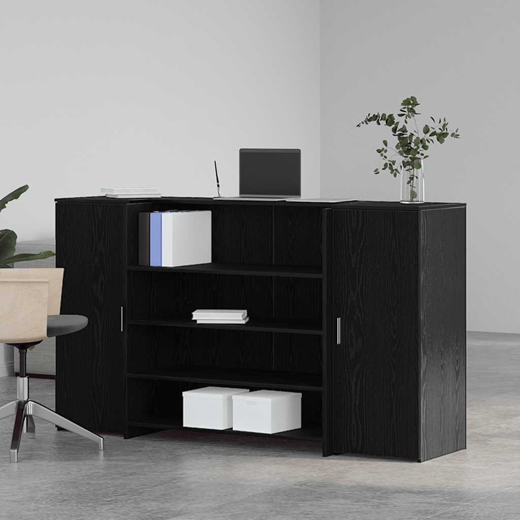 vidaXL Γραφείο Υποδοχής Μαύρη Δρυς 180x50x103,5 εκ. από Τεχνητό Ξύλο