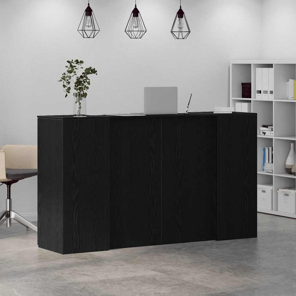 vidaXL Γραφείο Υποδοχής Μαύρη Δρυς 180x50x103,5 εκ. από Τεχνητό Ξύλο