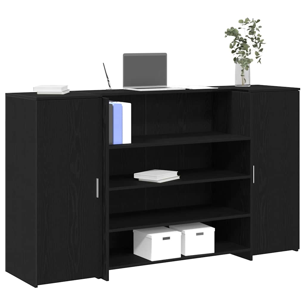 vidaXL Γραφείο Υποδοχής Μαύρη Δρυς 180x50x103,5 εκ. από Τεχνητό Ξύλο