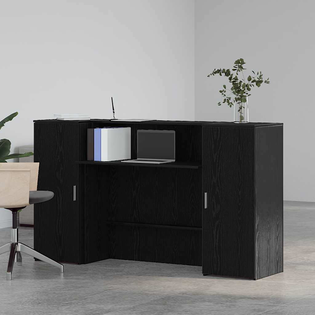 vidaXL Γραφείο Υποδοχής Μαύρη Δρυς 180x50x103,5 εκ. από Τεχνητό Ξύλο
