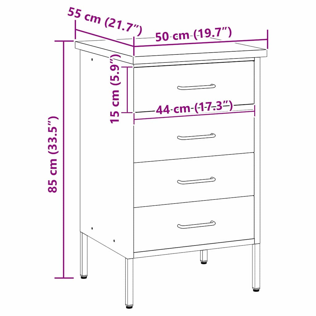 vidaXL Πάγκος εργασίας με συρτάρι Μαύρο και Γκρι 50 x 55 x 85 εκ.