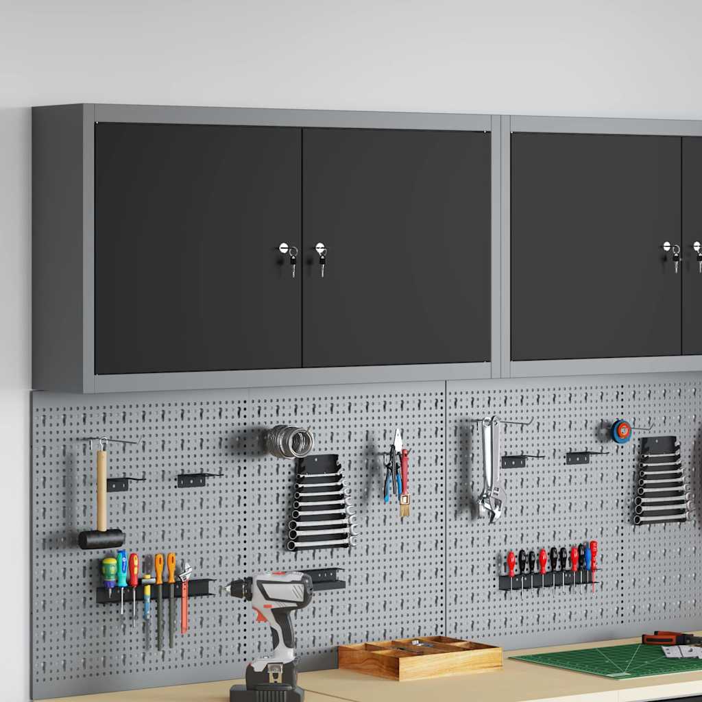 vidaXL Ντουλάπα εργαλείων με ράφι Μαύρο και Γκρι 50 x 20 x 55 εκ.