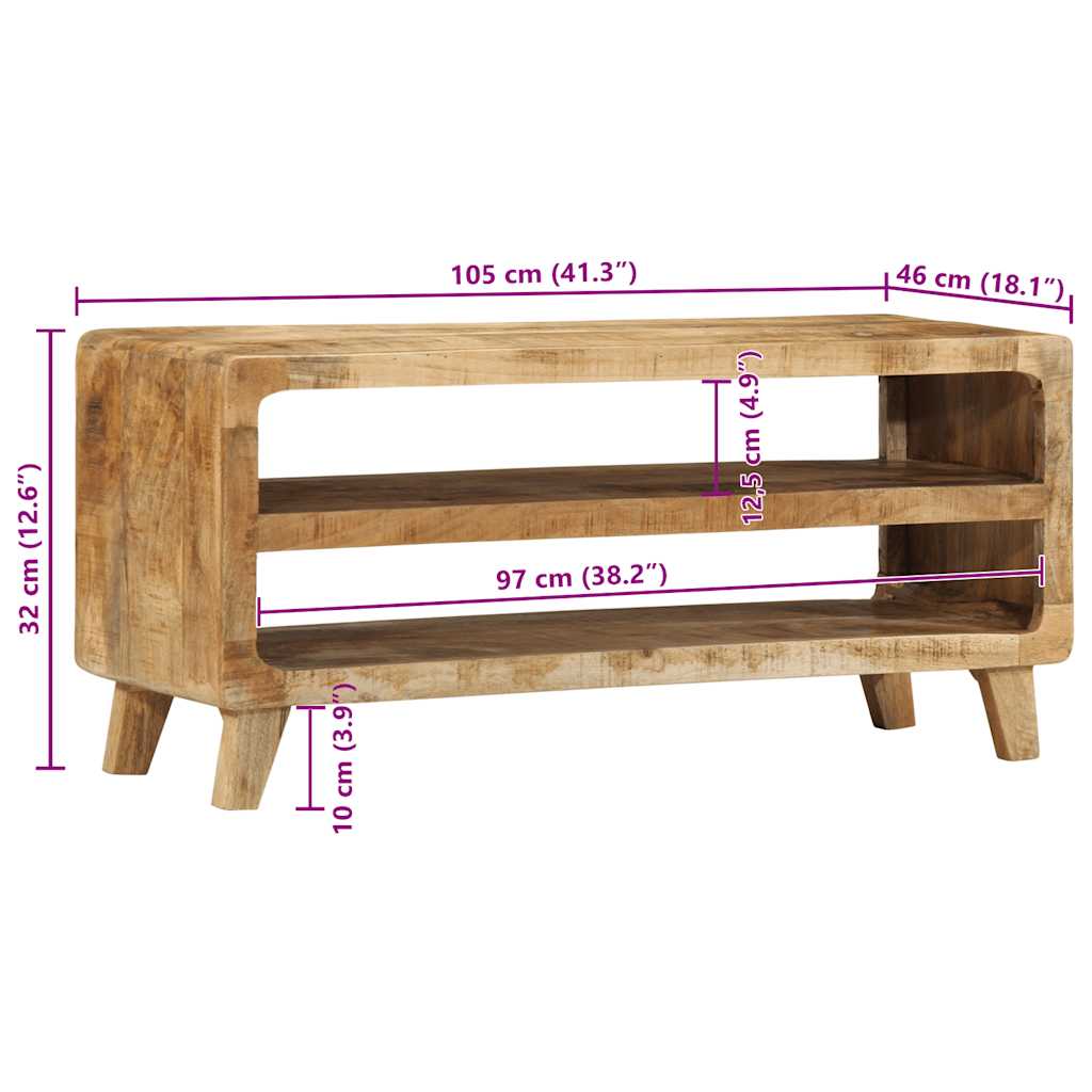 ντουλάπι τηλεόρασης vidaXL 105x46x32 cm μασίφ ξύλο ακατέργαστο μάνγκο