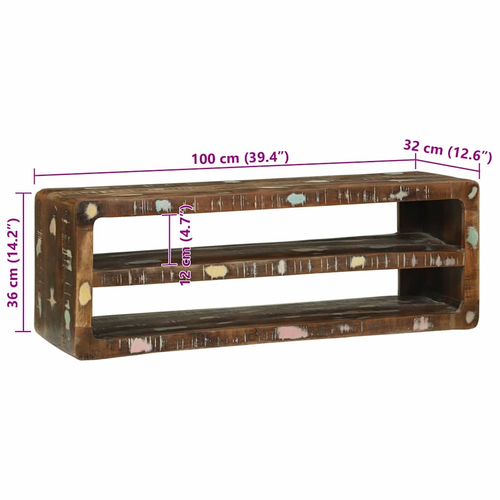 vidaXL Ντουλάπι TV Πολύχρωμο 100 x 32 x 36 εκ. Μασίφ ανακυκλωμένο ξύλο