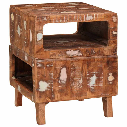 vidaXL Τραπέζια άκρης με ράφι Πολύχρωμο Μασίφ ανακυκλωμένο ξύλο