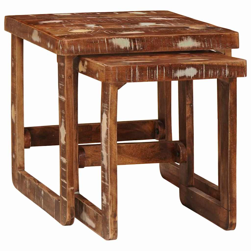 vidaXL Ένθετα τραπέζια 2 pcs 46 x 46 x 45 εκ. Στερεό Ανακτηθέν Ξύλο