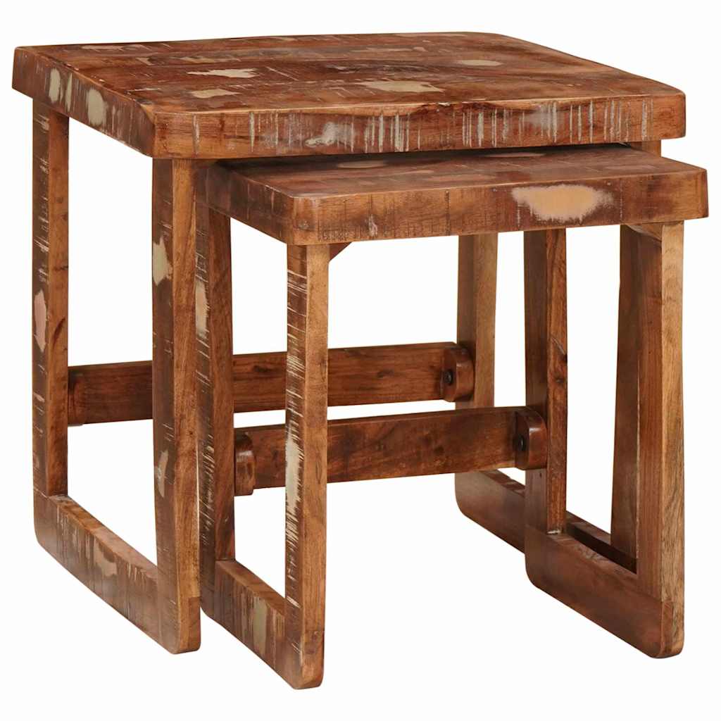 vidaXL Ένθετα τραπέζια 2 pcs 46 x 46 x 45 εκ. Στερεό Ανακτηθέν Ξύλο