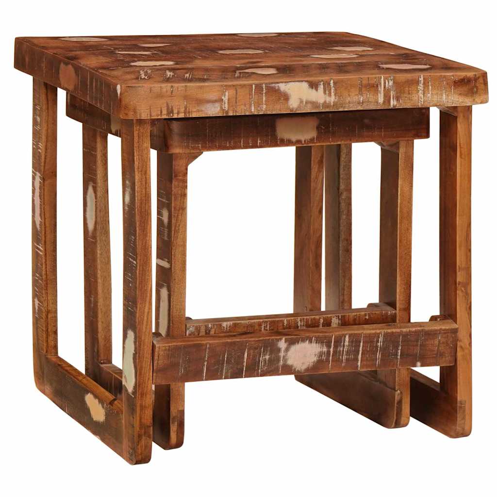 vidaXL Ένθετα τραπέζια 2 pcs 46 x 46 x 45 εκ. Στερεό Ανακτηθέν Ξύλο