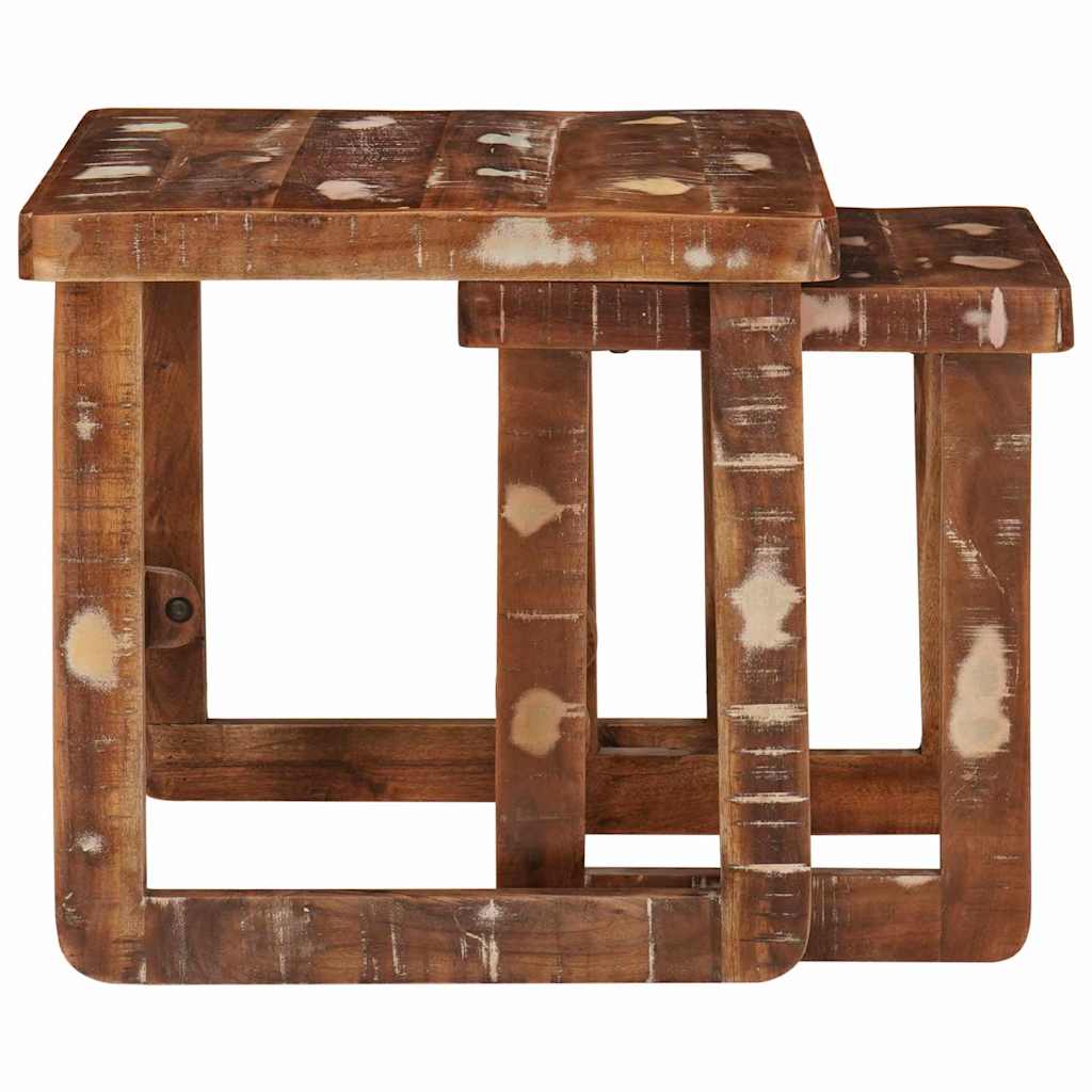 vidaXL Ένθετα τραπέζια 2 pcs 46 x 46 x 45 εκ. Στερεό Ανακτηθέν Ξύλο