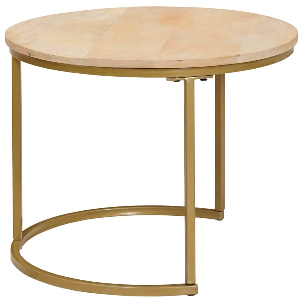 vidaXL Τραπεζάκια Καφέ Στερεών 3 pcs Μασίφ ξύλο μάνγκο και χάλυβας