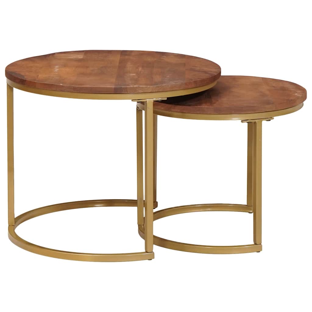 vidaXL Τραπεζάκια Καφέ Στερεών 2 pcs Μασίφ ξύλο μάνγκο και χάλυβας