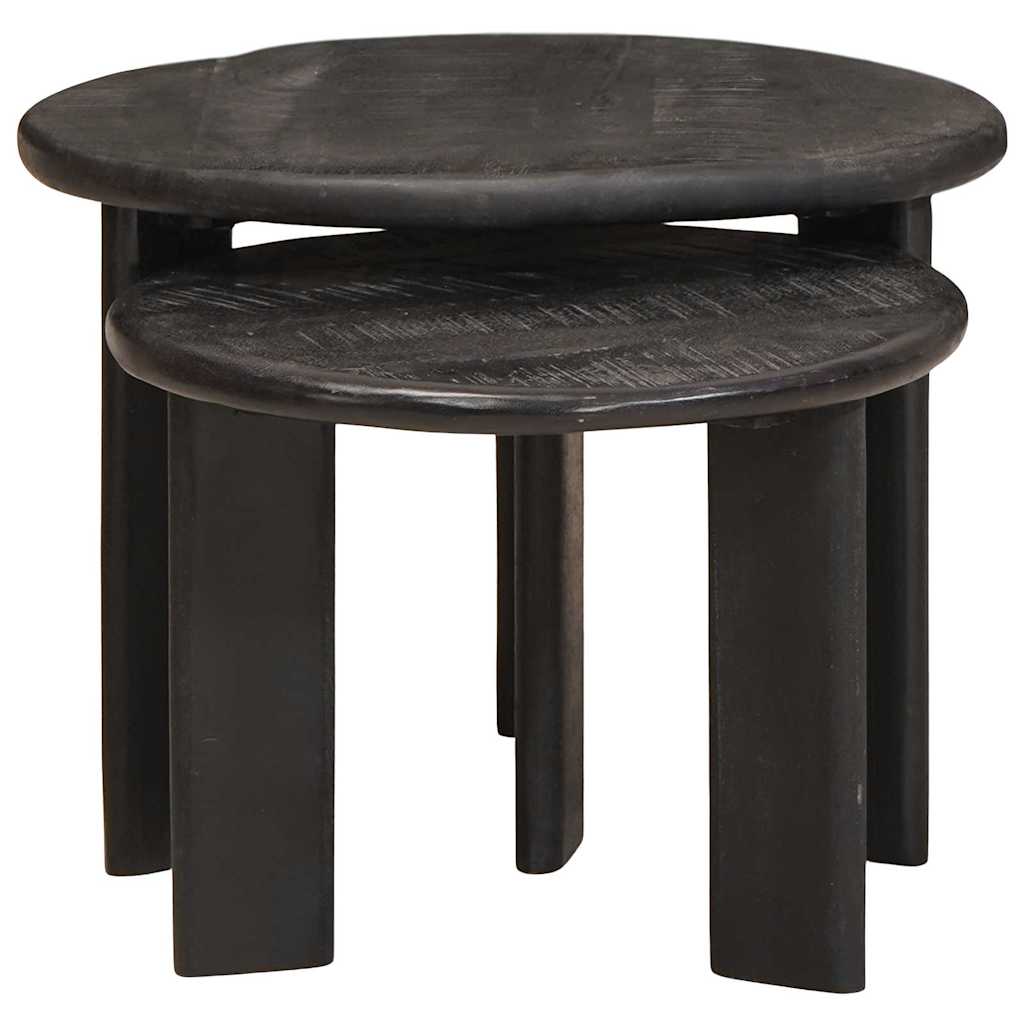 vidaXL Τραπεζάκια Καφέ Στερεών 2 pcs Λευκό Στερεό ξύλο μάνγκο