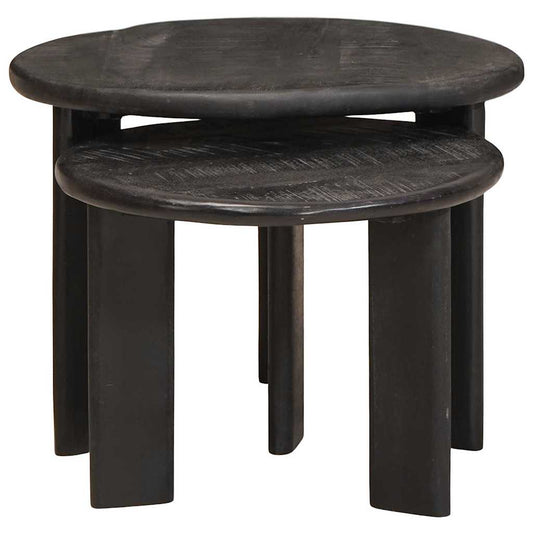 vidaXL Τραπεζάκια Καφέ Στερεών 2 pcs Λευκό Στερεό ξύλο μάνγκο