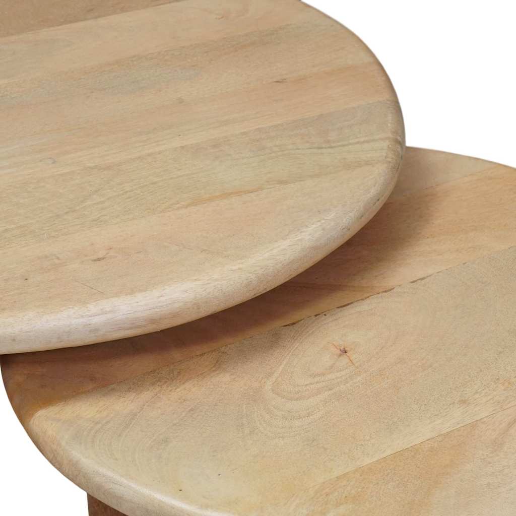 vidaXL Τραπεζάκια Καφέ Στερεών 3 pcs Μαύρο Στερεό ξύλο μάνγκο