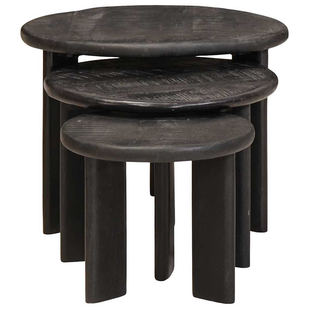 vidaXL Τραπεζάκια Καφέ Στερεών 3 pcs Λευκό Στερεό ξύλο μάνγκο