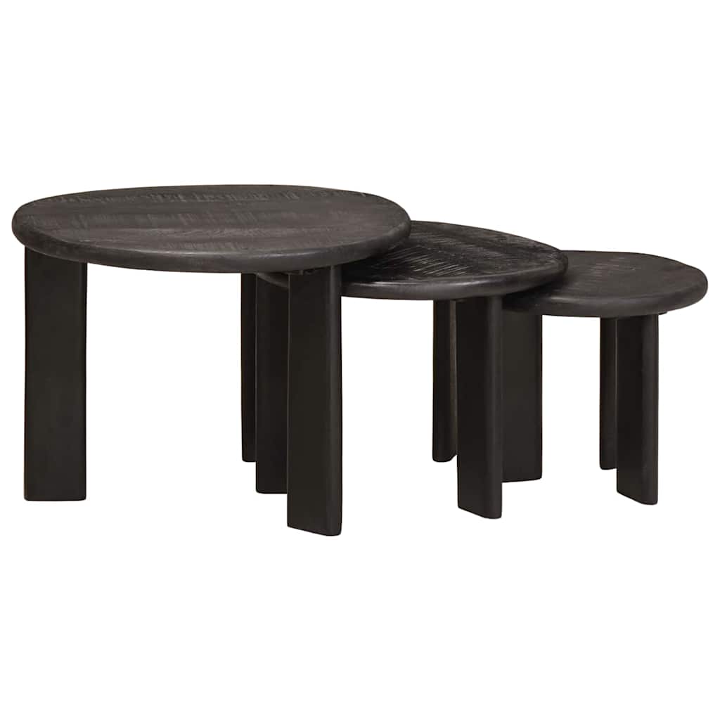 vidaXL Τραπεζάκια Καφέ Στερεών 3 pcs Λευκό Στερεό ξύλο μάνγκο