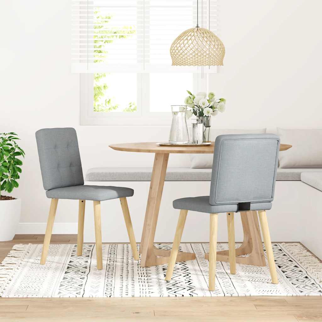 vidaXL Καρέκλες Τραπεζαρίας 2 τεμ Ανοιχτό Γκρι Υφασμάτινες