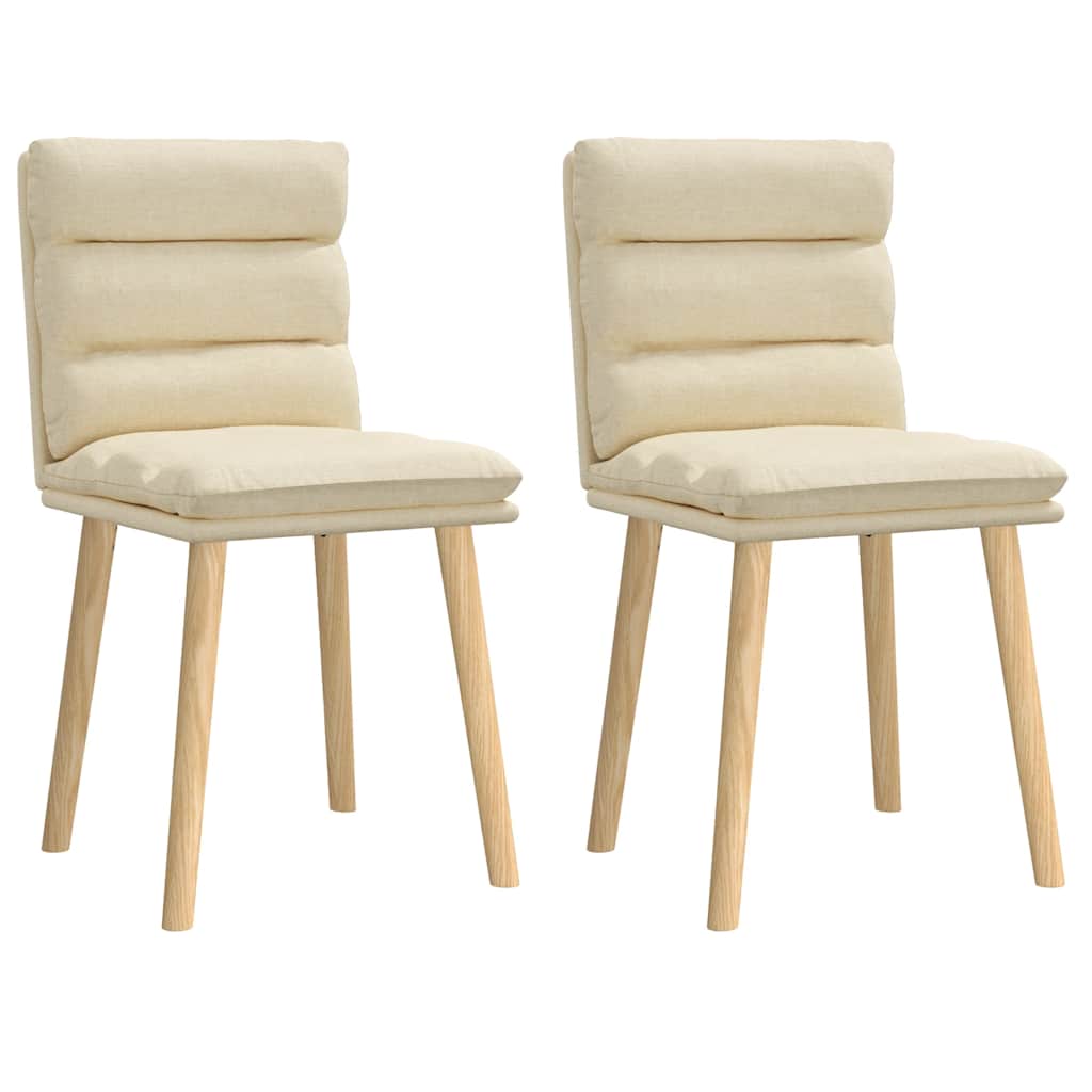 vidaXL Καρέκλες Τραπεζαρίας 2 τεμ. Κρεμ Υφασμάτινες
