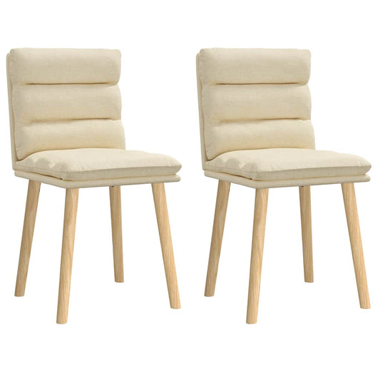 vidaXL Καρέκλες Τραπεζαρίας 2 τεμ. Κρεμ Υφασμάτινες