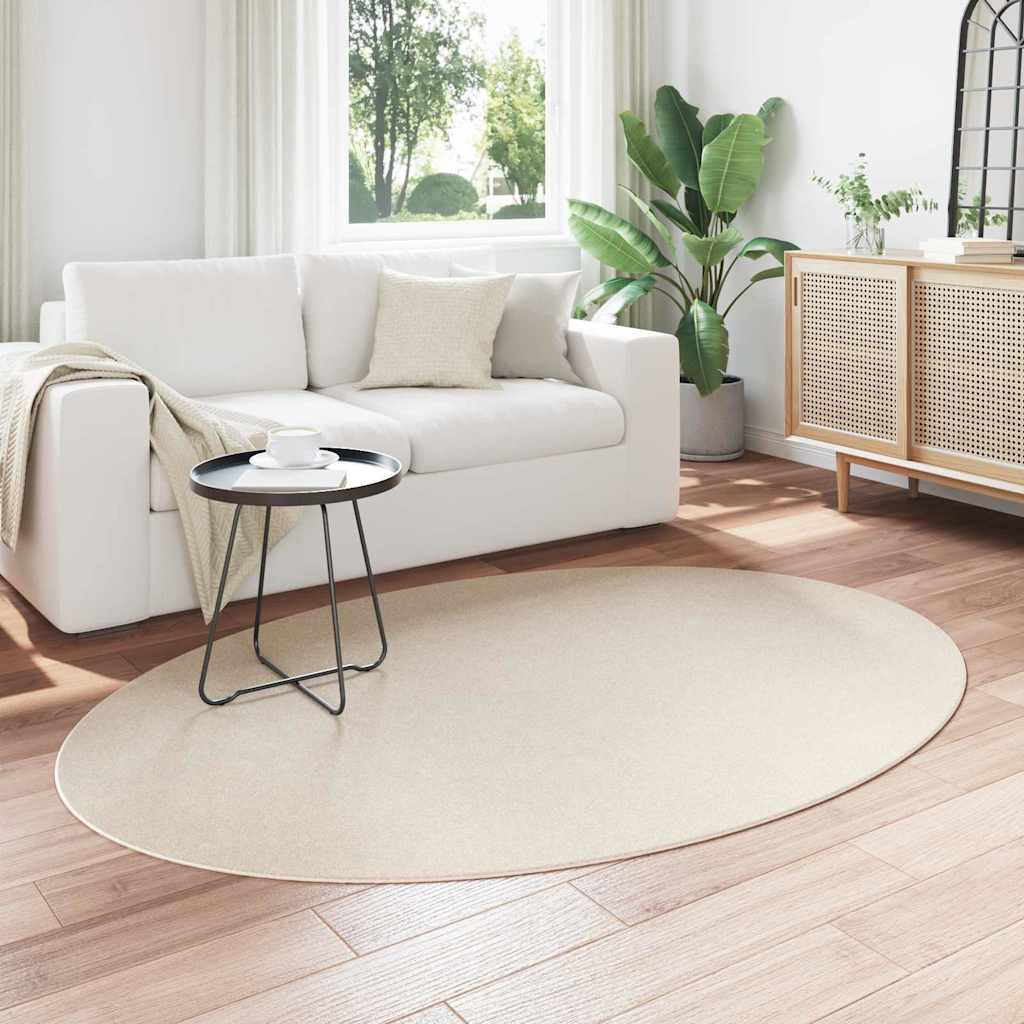 vidaXL Χαλιά χώρου Ωοειδής HUARTE Μπεζ 140 x 200 cm 100% Πολυεστέρας