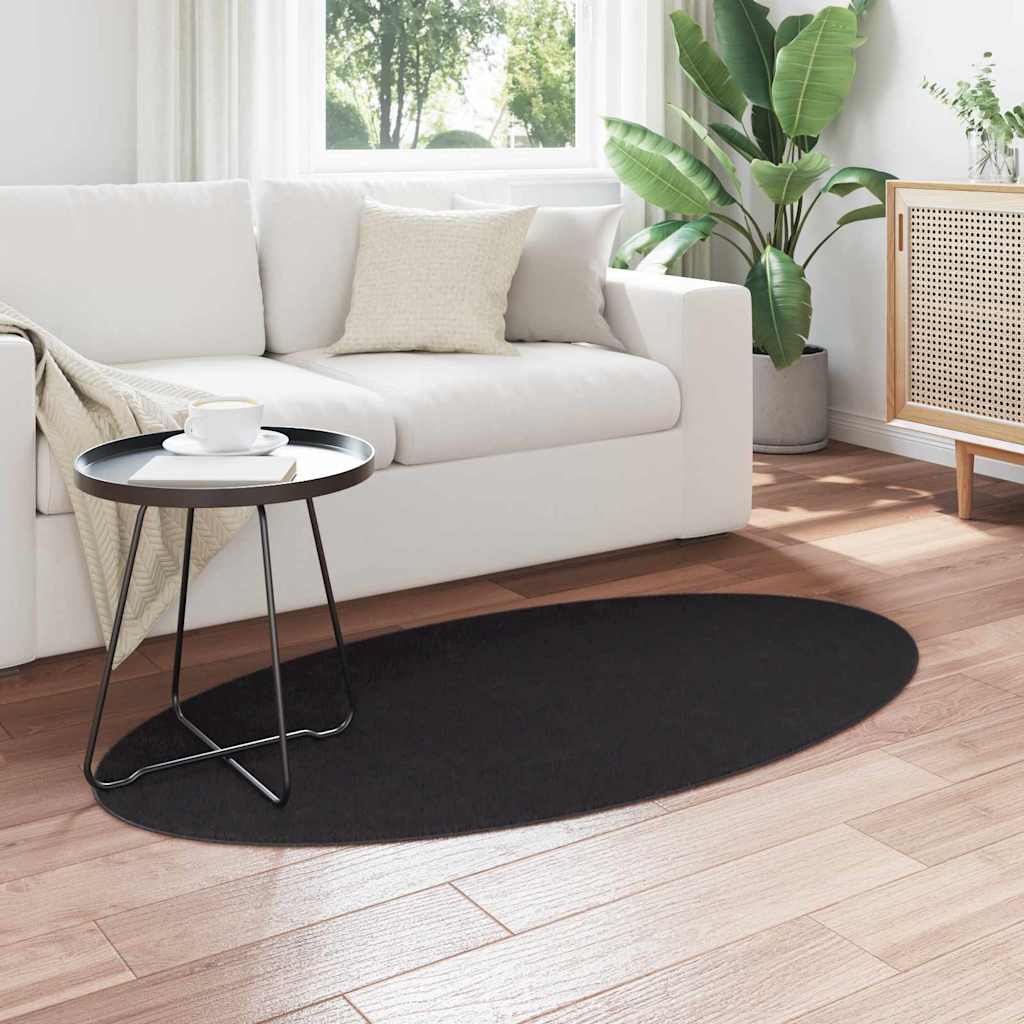 vidaXL Χαλιά χώρου Ωοειδής HUARTE Μαύρο 80 x 150 cm 100% Πολυεστέρας